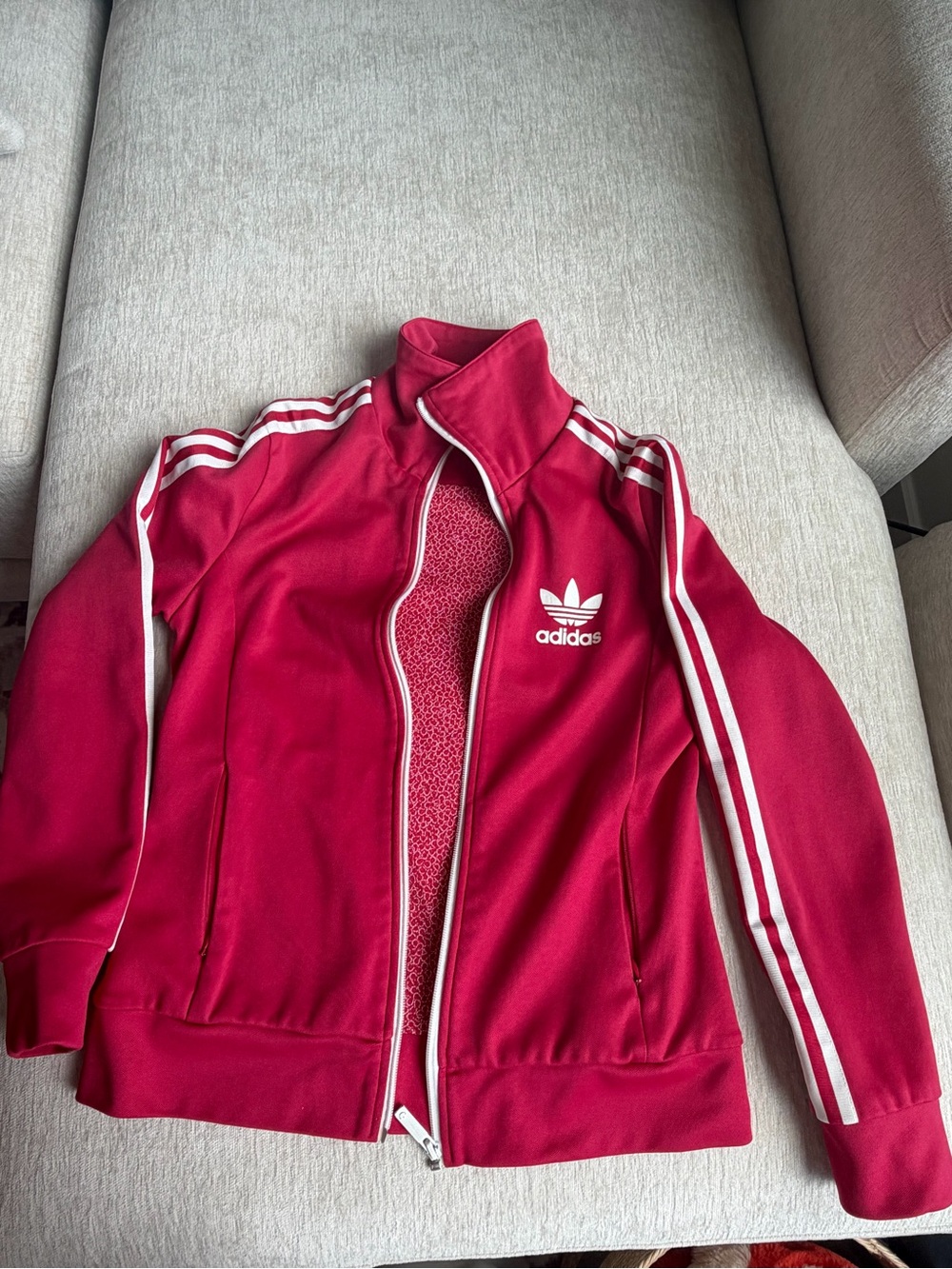 Y2K Adidas Originals Trefoil Track Jacket Raspberry Red Women's 38 / M
